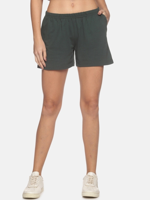 

BEVERLY BLUES Women Olive Green Cotton Shorts