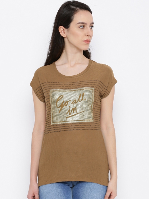 

Deal Jeans Women Brown Printed Top