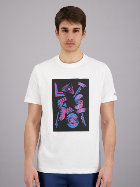 

FREESOUL Men White & Blue Printed Pure Cotton T-shirt