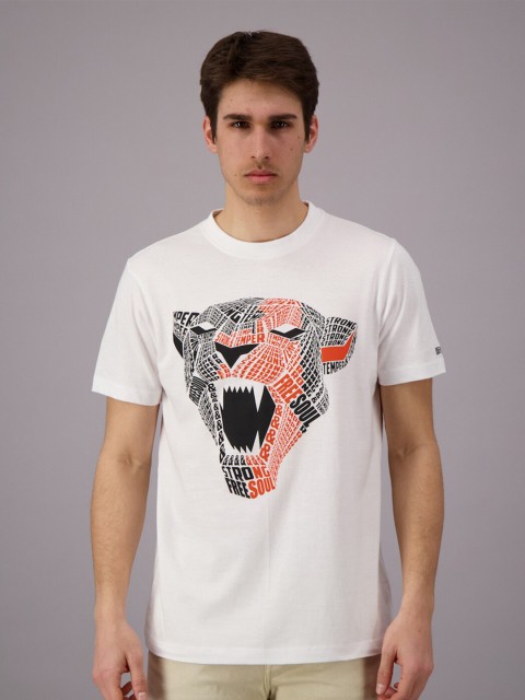 

FREESOUL Men White & Black Printed Pure Cotton T-shirt