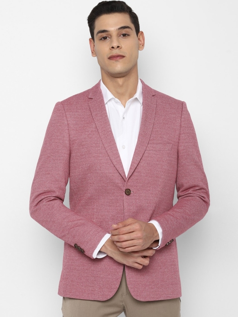 

Allen Solly Men Pink Textured Pure Cotton Formal Blazer