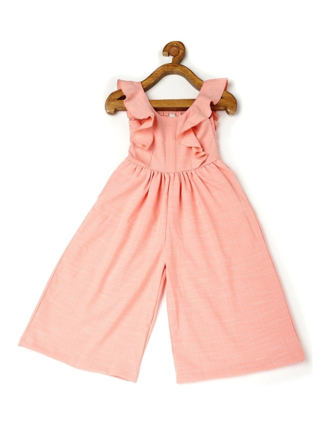 

TIC TAC TOE Girls Peach Solid Basic Jumpsuit