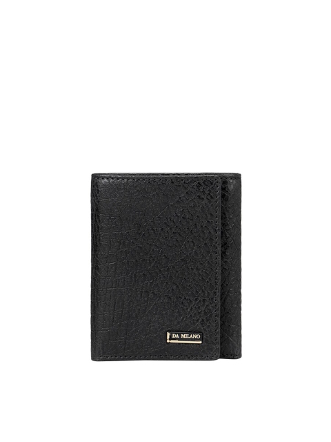 

Da Milano Men Blue Textured Leather Three Fold Wallet