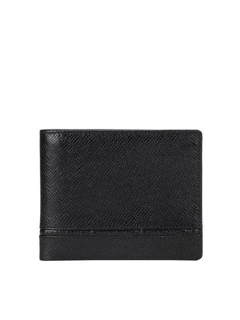 

Da Milano Men Black Textured Leather Two Fold Wallet