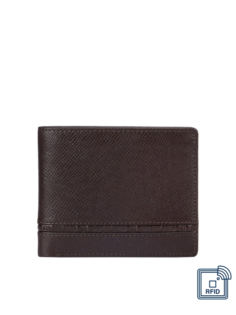 

Da Milano Men Brown Textured Leather Two Fold Wallet
