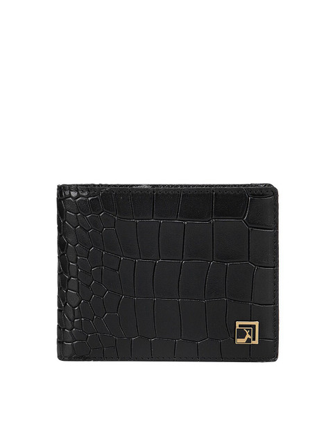 

Da Milano Men Black Textured Leather Two Fold Wallet
