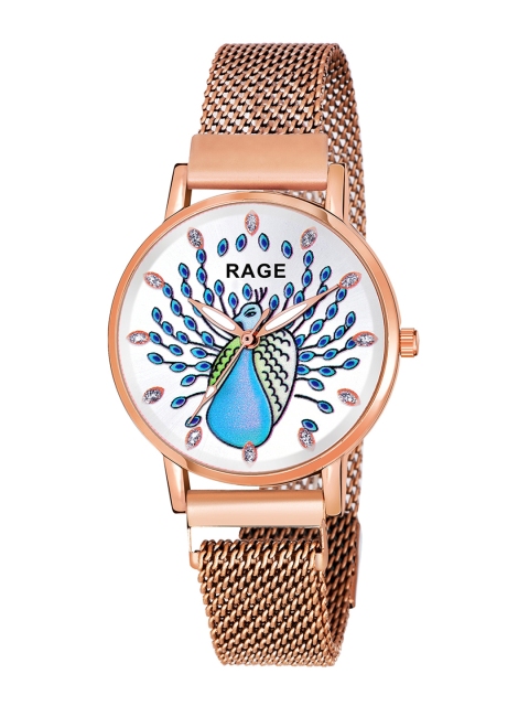 

Rage Enterprise Women White Printed Dial & Rose Gold Toned Stainless Steel Bracelet Style Straps Analogue Watch R-867-White-Rose Gold