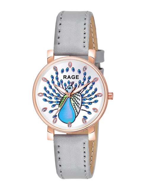 

Rage Enterprise Women Grey Printed Dial & Leather Straps Analogue Watch R-865-Grey