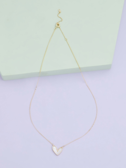 

Kushal's Fashion Jewellery Gold Plated White Heart-Shaped Necklace