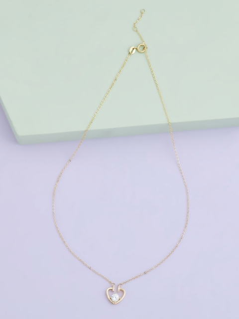 

Kushal's Fashion Jewellery Gold-Plated White CZ-Studded Pendant With Chain