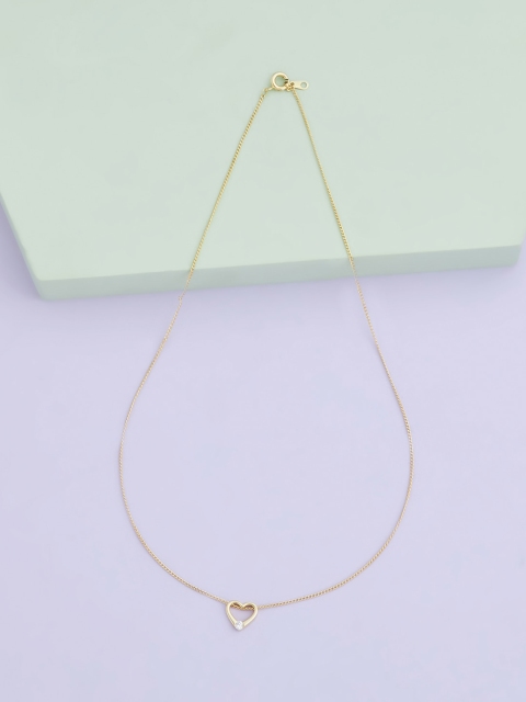 

Kushal's Fashion Jewellery Gold-Plated White CZ-Studded Heart Pendant with Chain