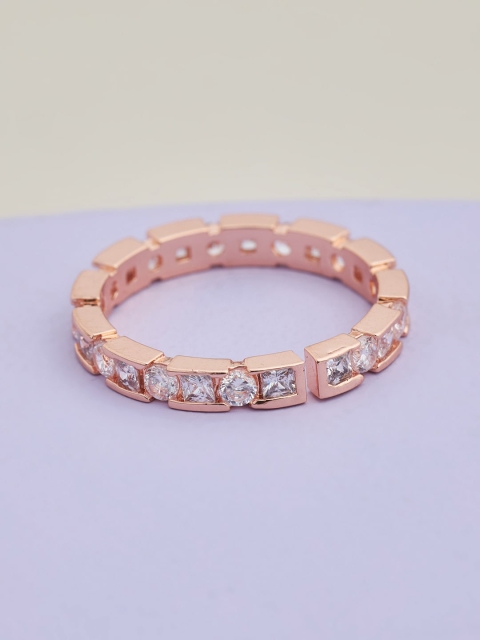 

Kushal's Fashion Jewellery Rose Gold-plated White CZ-studded Finger Ring