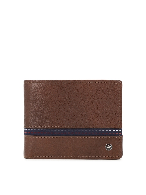 

Louis Philippe Men Brown & Blue Textured Leather Two Fold Wallet