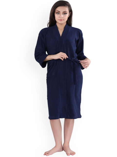 

LacyLook Women Navy Blue Solid Bathrobe
