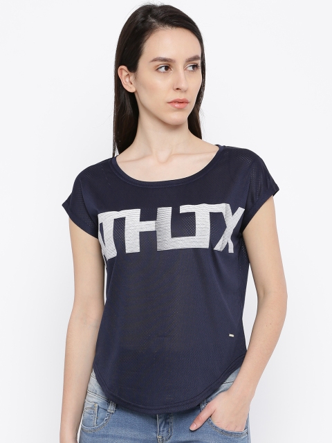 

Deal Jeans Women Navy Printed Boxy Top, Navy blue