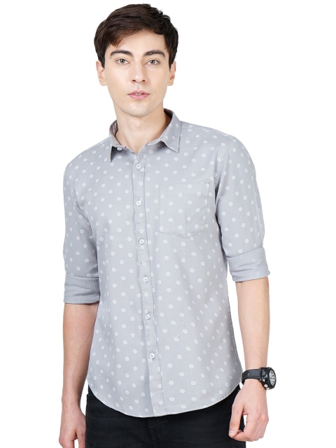 

SORATIA Men Grey Slim Fit Printed Cotton Casual Shirt