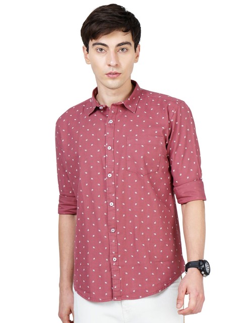 

SORATIA Men Mauve Slim Fit Floral Printed Cotton Casual Shirt
