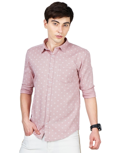 

SORATIA Men Peach-Coloured Slim Fit Printed Casual Shirt