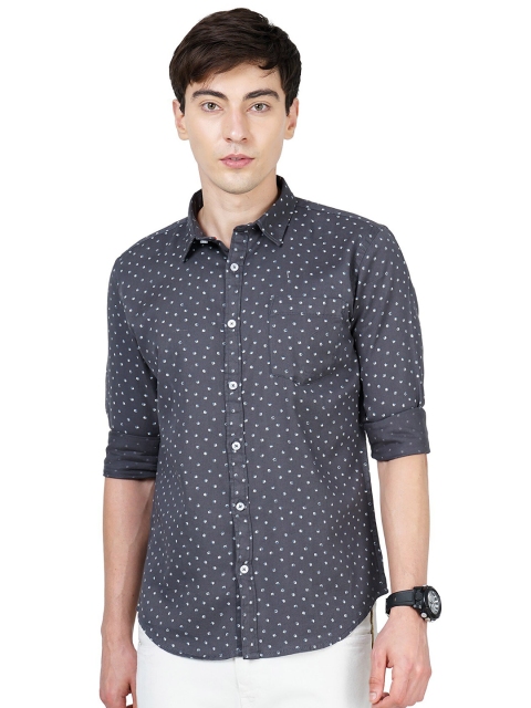 

SORATIA Men Charcoal Slim Fit Printed Casual Shirt