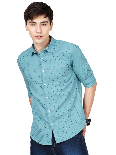 

SORATIA Men Teal Slim Fit Printed Casual Shirt