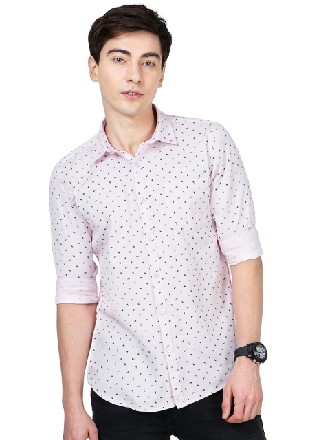

SORATIA Men Pink Slim Fit Printed Casual Shirt