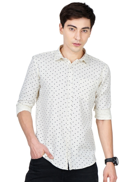 

SORATIA Men Yellow Slim Fit Printed Casual Shirt