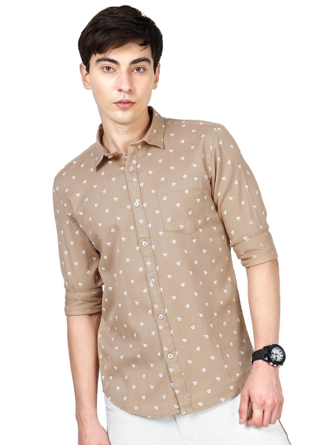 

SORATIA Men Brown & White Slim Fit Printed Cotton Casual Shirt