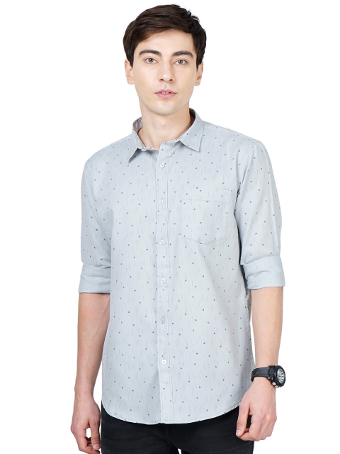 

SORATIA Men Grey Slim Fit Printed Cotton Casual Shirt