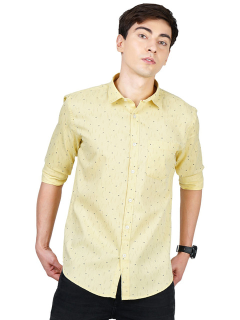 

SORATIA Men Yellow Slim Fit Printed Casual Shirt