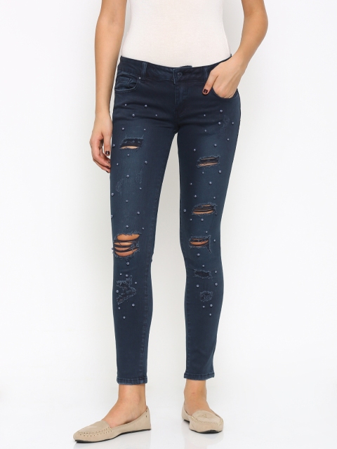 

Deal Jeans Women Blue Skinny Fit Embellished Jeans