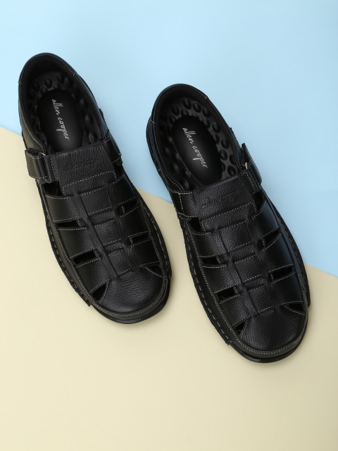 

Allen Cooper Men Black Leather Fisherman Sandals