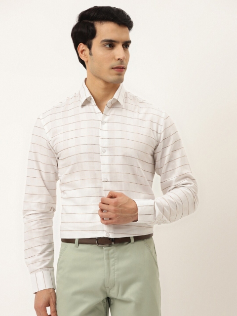

JAINISH Men White Standard Horizontal Stripes Striped Cotton Formal Shirt