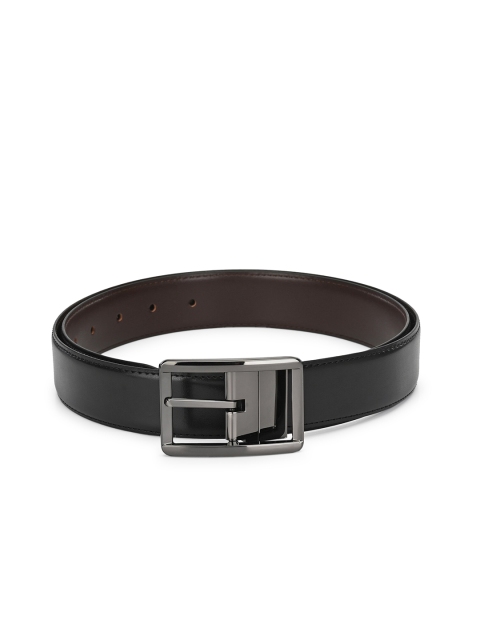 

thickskin Men Black Textured Reversible PU Formal Belt