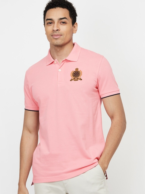 

max Men Pink Polo Collar T-shirt
