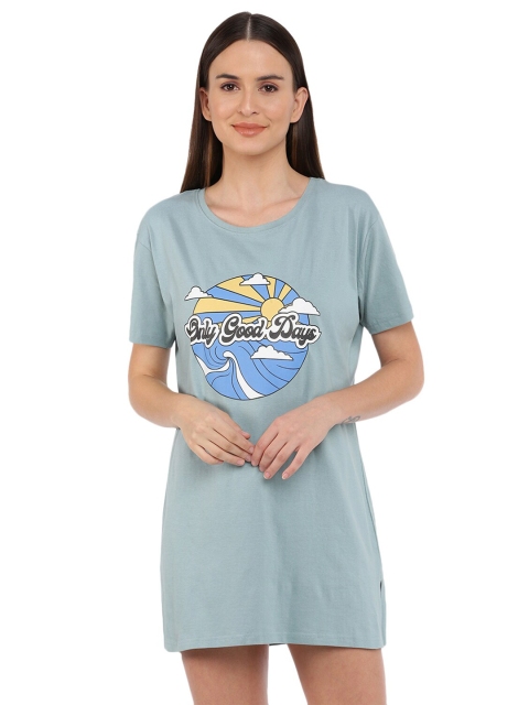 

9shines Label Women Grey Printed Nightdress