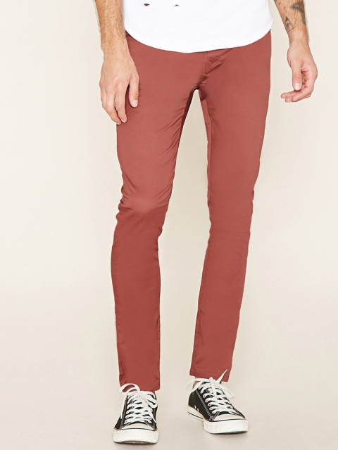

FOREVER 21 Men Wine-Coloured Trousers, Burgundy