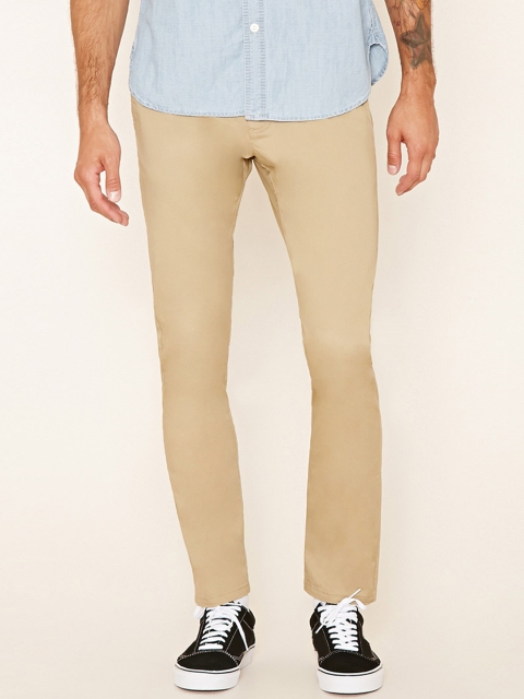 

FOREVER 21 Men Beige Chino Trousers