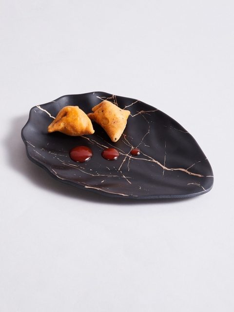 

Home Centre Black & Gold-Toned Printed Melamine Petal Platter