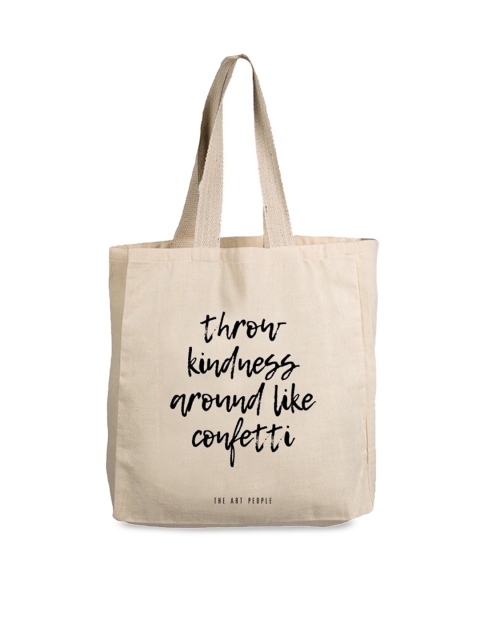 

The Art People Off White Shopper Tote Bag with Cut Work