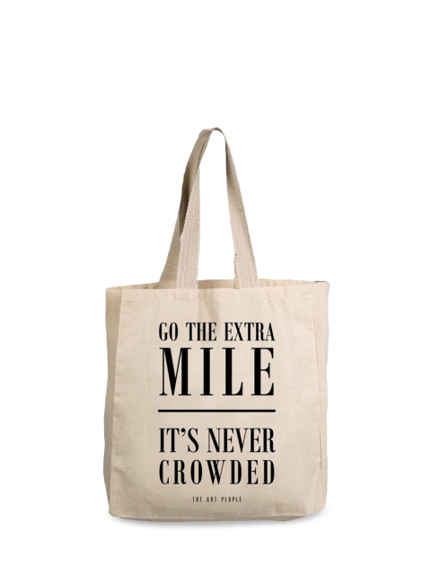 

The Art People Off White Printed Shopper Tote Bag with Cut Work