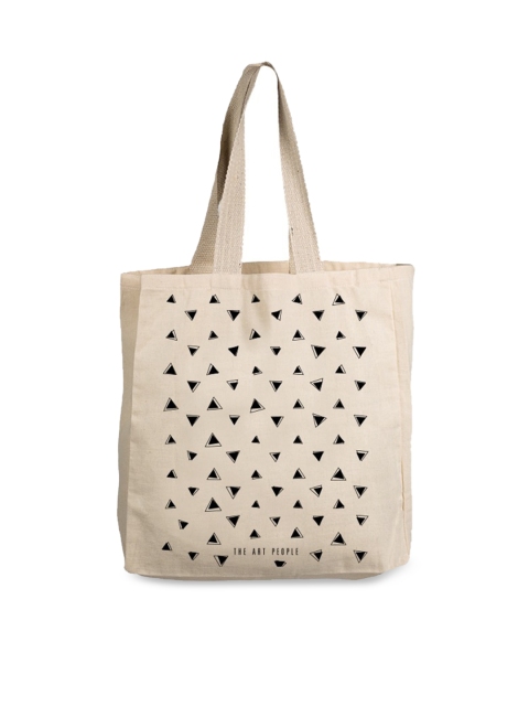 

The Art People Cream-Coloured Geometric Printed Shopper Tote Bag
