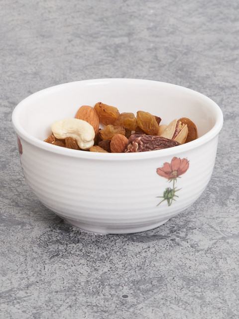 

Home Centre White & Pink 1 Pieces Hand Painted Printed Melamine Glossy Bowls