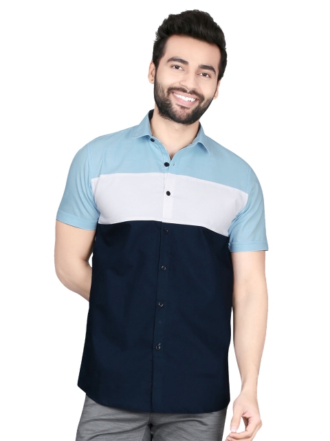 

5TH ANFOLD Men Navy Blue Slim Fit Casual Shirt
