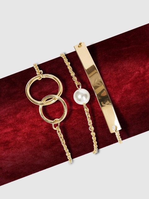 

LYKKEIN Women Gold-Toned & White Gold-Plated Charm Bracelet Set Of 3