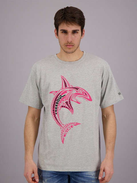 

FREESOUL Men Grey Melange Printed T-shirt