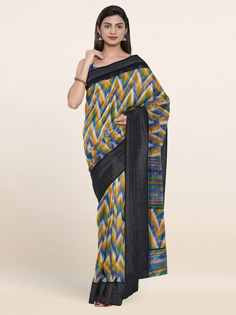 

Pothys Blue & Black Printed Saree