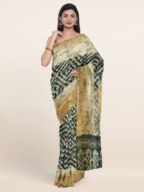 

Pothys Green & Beige Geometric Printed Cotton Blend Saree