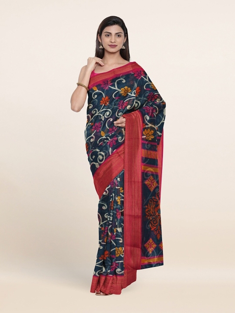 

Pothys Blue & White Floral Zari Saree