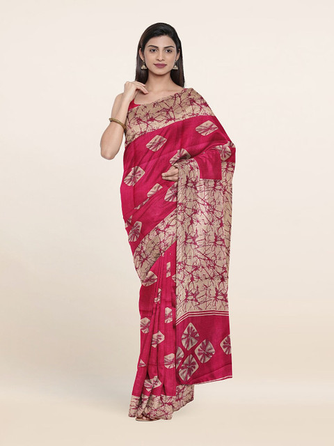 

Pothys Pink Cotton Blend Saree