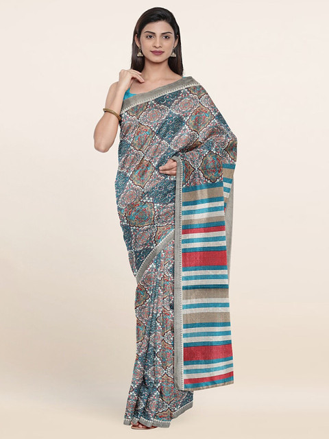 

Pothys Blue & White Ethnic Motifs Printed Saree
